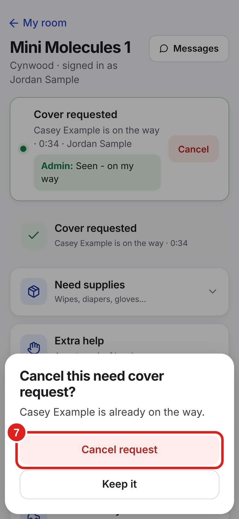 Screenshot of Lab Signal: Changed your mind? Cancel. In the box at the top, tap Cancel.