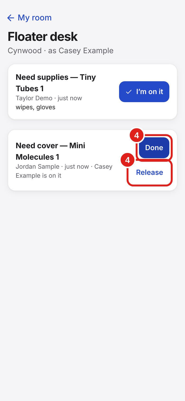 Screenshot of Lab Signal: Tap Done when finished. Tap Done when you are finished.