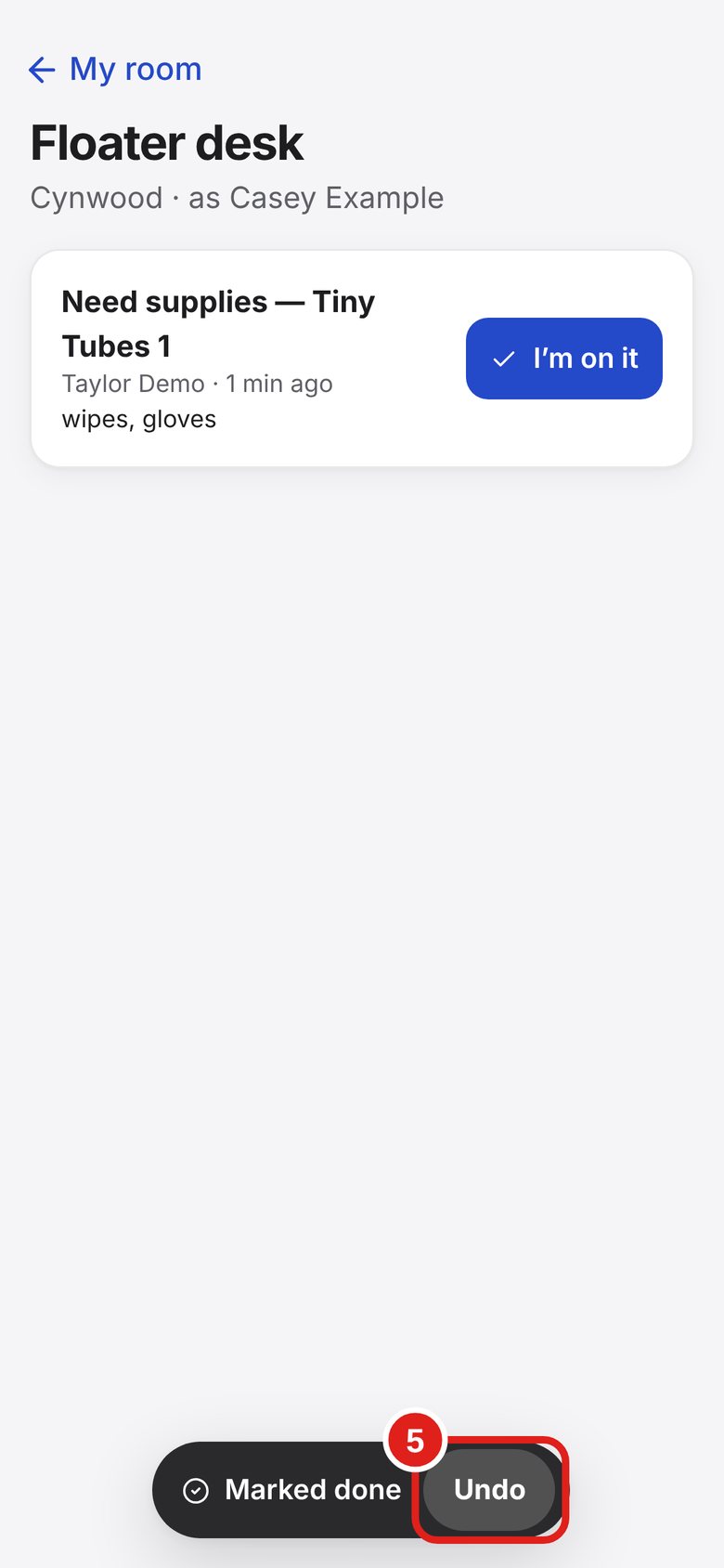 Screenshot of Lab Signal: Tapped Done by mistake?. Tap Undo right away. It shows for about 20 seconds.
